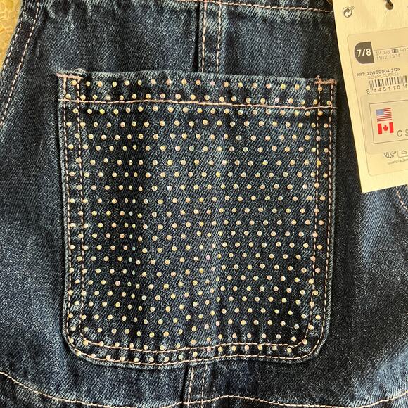 Desigual Girls Denim Overalls 7/8 NWT Hearts & Studs - Picture 9 of 9